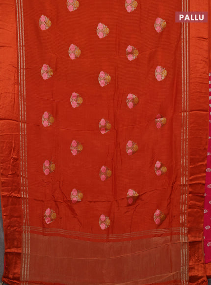 Orange & Pink Semi Mysore Silk - Contrast Blouse