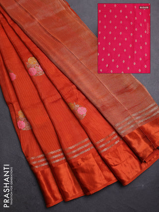 Orange & Pink Semi Mysore Silk - Contrast Blouse