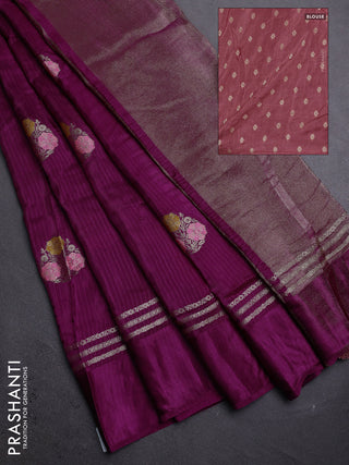 Purple & Peach Semi Mysore Silk - Contrast Blouse