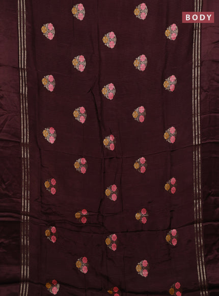 Coffee Brown & Orange Semi Mysore Silk - Contrast Blouse