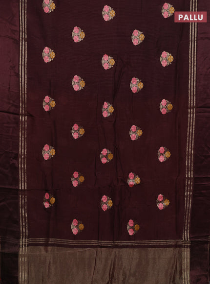 Coffee Brown & Orange Semi Mysore Silk - Contrast Blouse