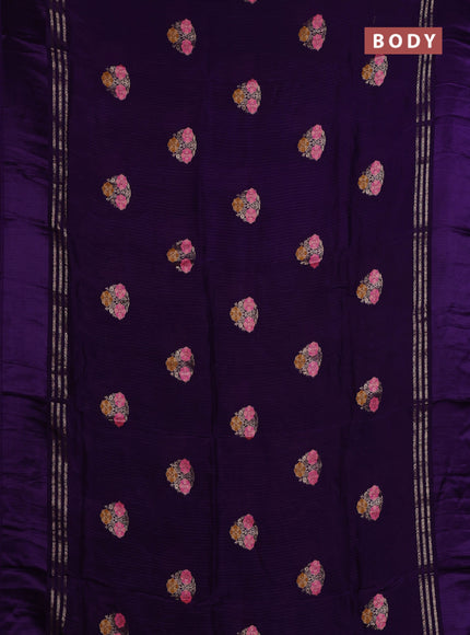 Violet & Yellow Semi Mysore Silk - Contrast Blouse