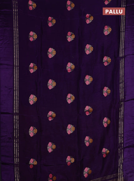 Violet & Yellow Semi Mysore Silk - Contrast Blouse
