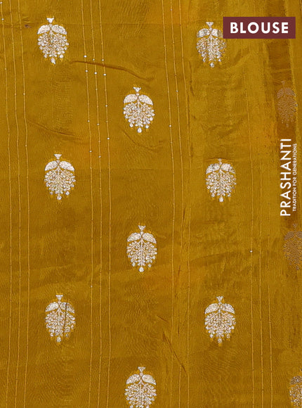 Violet & Yellow Semi Mysore Silk - Contrast Blouse