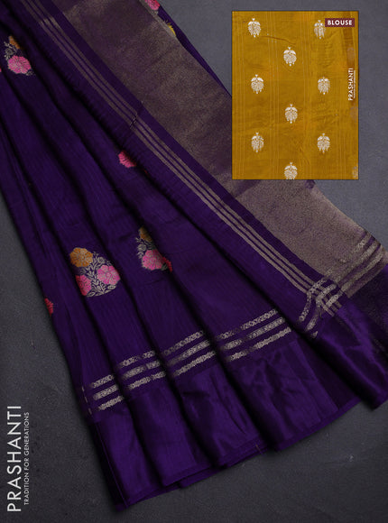Violet & Yellow Semi Mysore Silk - Contrast Blouse