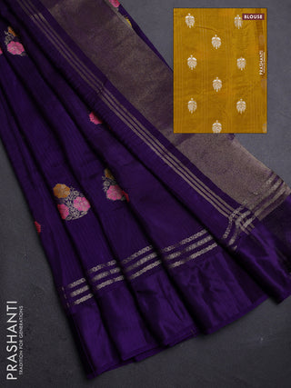 Violet & Yellow Semi Mysore Silk - Contrast Blouse