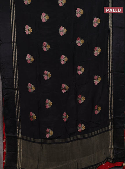 Black & Red Semi Mysore Silk - Contrast Blouse