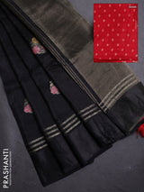 Black & Red Semi Mysore Silk - Contrast Blouse