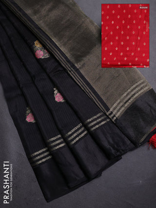 Black & Red Semi Mysore Silk - Contrast Blouse