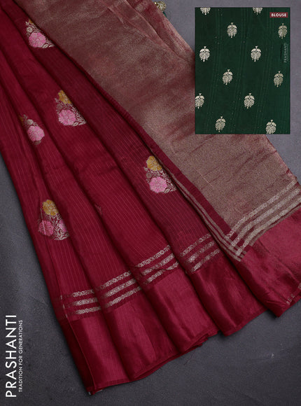 Red & Green Semi Mysore Silk - Contrast Blouse