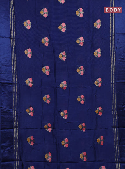 Blue & Teal Green Semi Mysore Silk - Contrast Blouse
