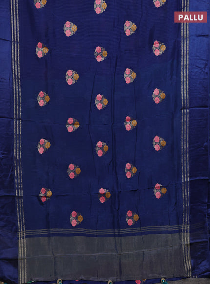 Blue & Teal Green Semi Mysore Silk - Contrast Blouse