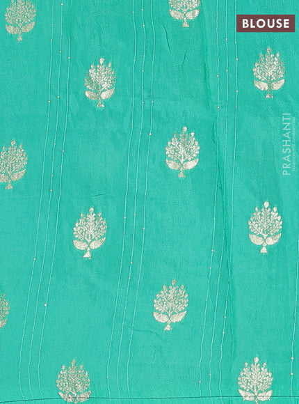 Blue & Teal Green Semi Mysore Silk - Contrast Blouse