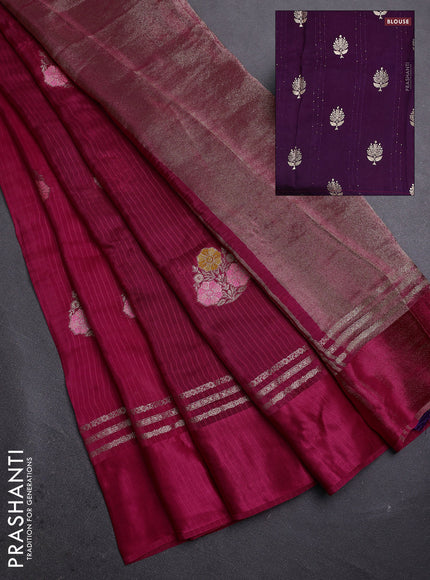 Pink & Violet Semi Mysore Silk - Contrast Blouse