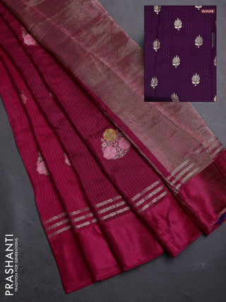 Pink & Violet Semi Mysore Silk - Contrast Blouse