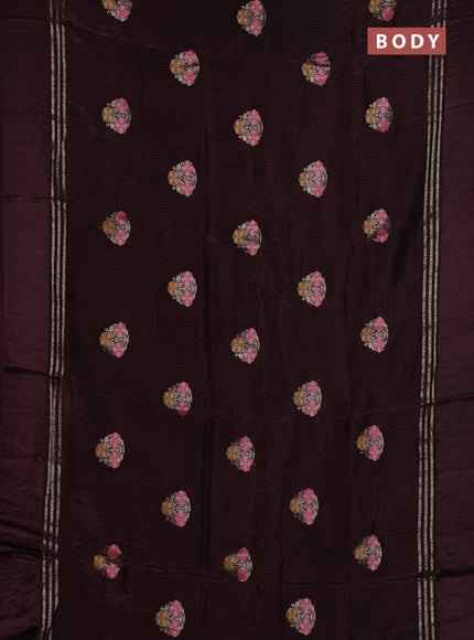 Coffee Brown & Orange Semi Mysore Silk - Contrast Blouse