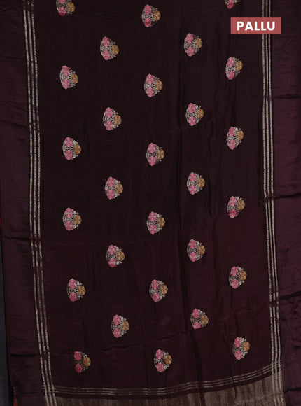Coffee Brown & Orange Semi Mysore Silk - Contrast Blouse
