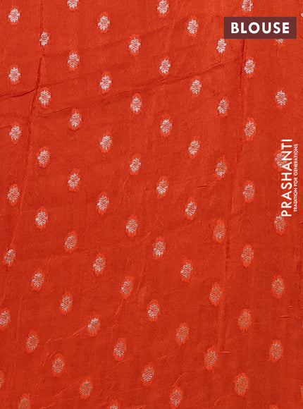 Coffee Brown & Orange Semi Mysore Silk - Contrast Blouse