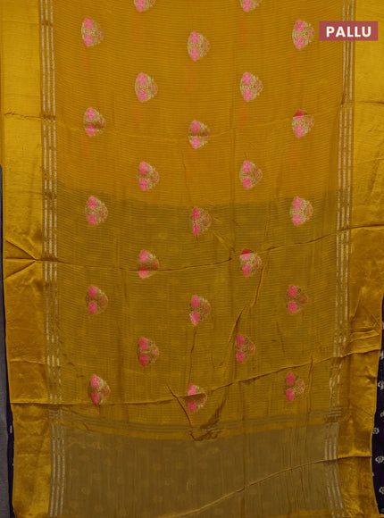Yellow & Violet Semi Mysore Silk - Contrast Blouse