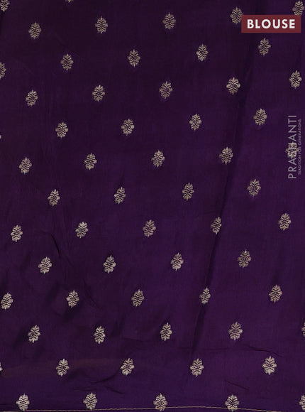 Yellow & Violet Semi Mysore Silk - Contrast Blouse