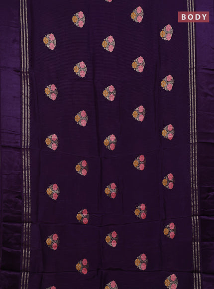 Violet & Yellow Semi Mysore Silk - Contrast Blouse