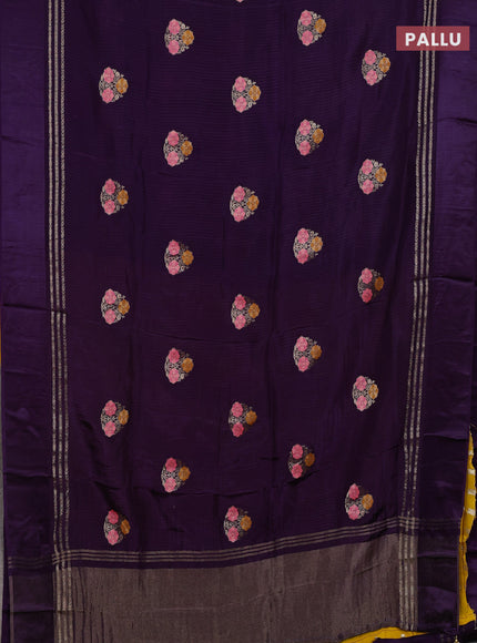 Violet & Yellow Semi Mysore Silk - Contrast Blouse