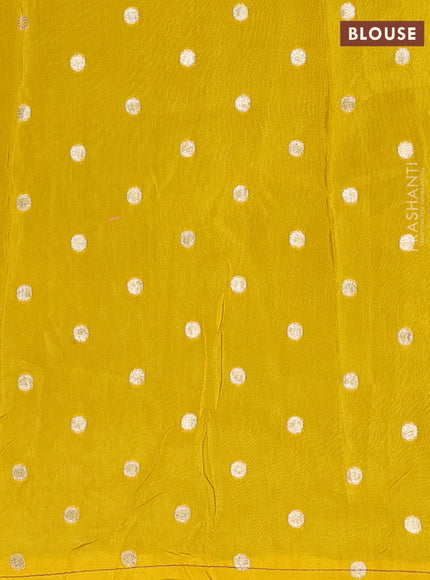 Violet & Yellow Semi Mysore Silk - Contrast Blouse