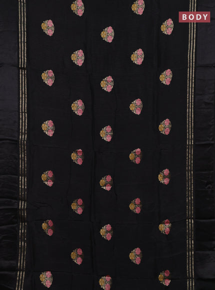 Black & Yellow Semi Mysore Silk - Contrast Blouse