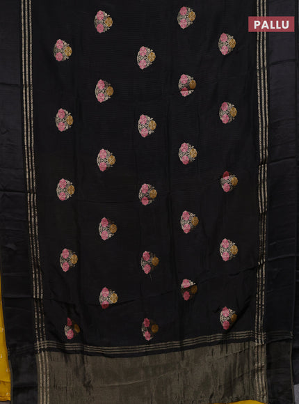 Black & Yellow Semi Mysore Silk - Contrast Blouse