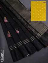 Black & Yellow Semi Mysore Silk - Contrast Blouse