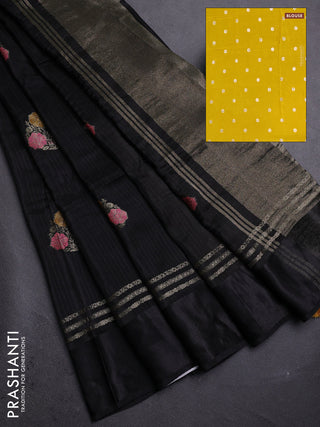 Black & Yellow Semi Mysore Silk - Contrast Blouse