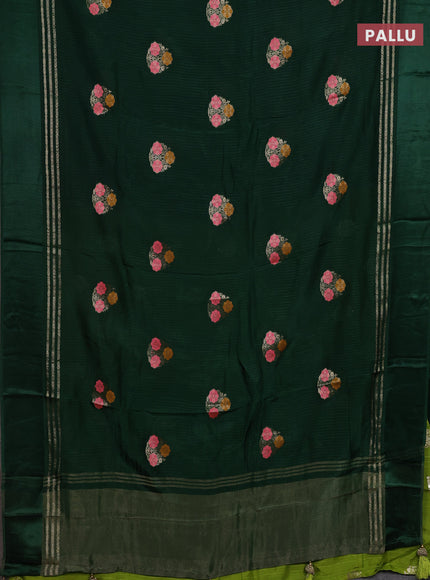 Green & Lime Green Semi Mysore Silk - Contrast Blouse