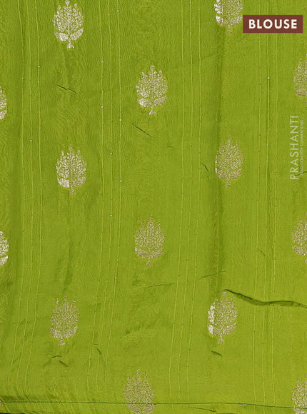 Green & Lime Green Semi Mysore Silk - Contrast Blouse