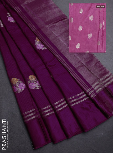 Magenta Pink & Pink Semi Mysore Silk - Contrast Blouse