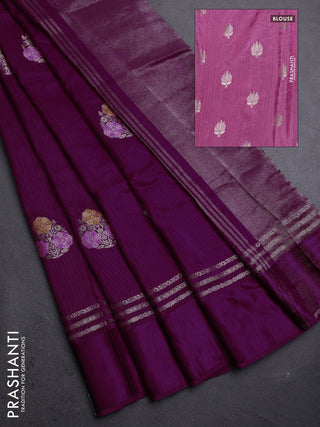 Magenta Pink & Pink Semi Mysore Silk - Contrast Blouse