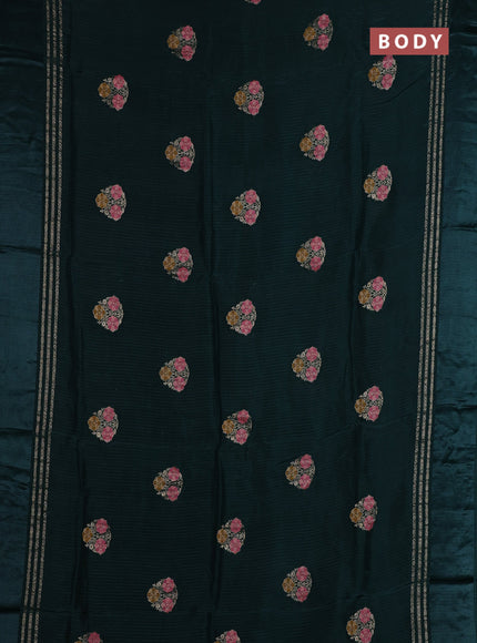 Bottle Green & Pink Semi Mysore Silk - Contrast Blouse