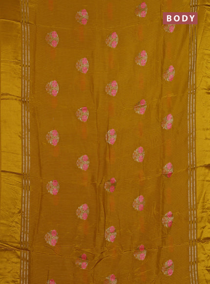 Yellow & Pink Semi Mysore Silk - Contrast Blouse
