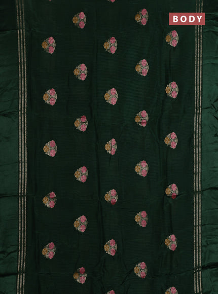 Bottle Green & Green Semi Mysore Silk - Contrast Blouse
