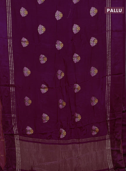 Purple & Peach Semi Mysore Silk - Contrast Blouse