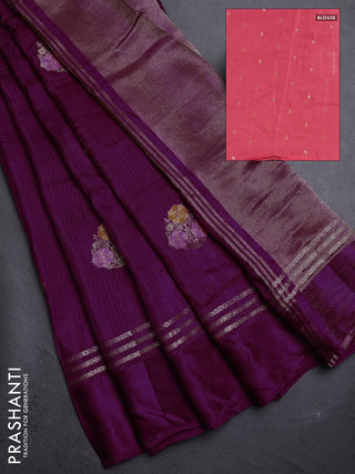 Purple & Peach Semi Mysore Silk - Contrast Blouse