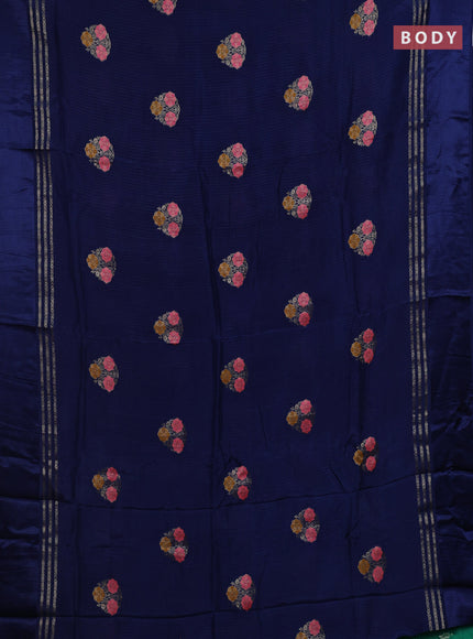 Peacock Blue & Teal Green Semi Mysore Silk - Contrast Blouse