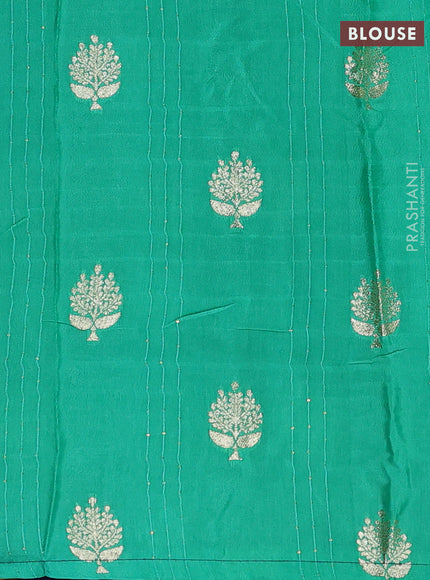 Peacock Blue & Teal Green Semi Mysore Silk - Contrast Blouse