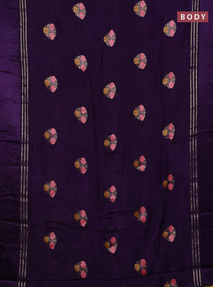 Violet & Yellow Semi Mysore Silk - Contrast Blouse