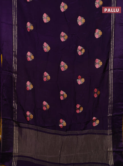 Violet & Yellow Semi Mysore Silk - Contrast Blouse