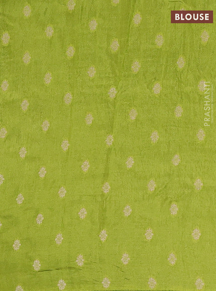 Bottle Green & Lime Green Semi Mysore Silk - Contrast Blouse