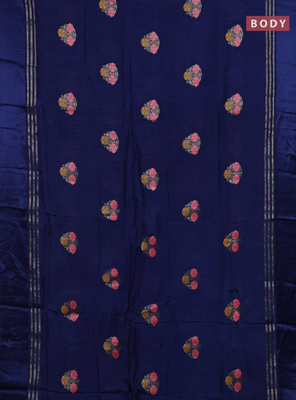 Peacock Blue & Teal Green Semi Mysore Silk - Contrast Blouse