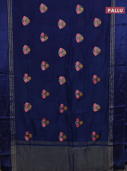 Peacock Blue & Teal Green Semi Mysore Silk - Contrast Blouse