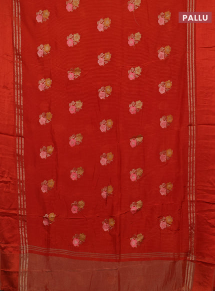 Orange & Pink Semi Mysore Silk - Contrast Blouse