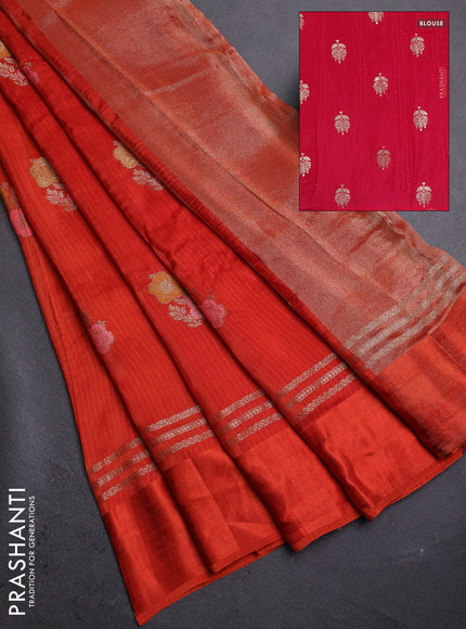Orange & Pink Semi Mysore Silk - Contrast Blouse