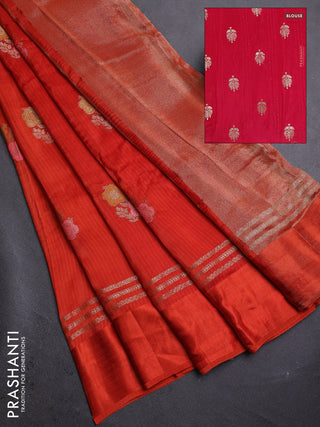 Orange & Pink Semi Mysore Silk - Contrast Blouse
